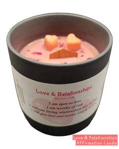 Love & Relationships 12oz Affirmation Candle with Heart Drop-ins