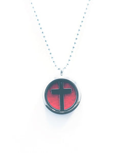 Cross Stainless Steel Diffuser Necklace 24"