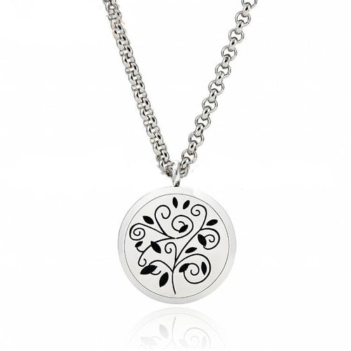 Flowering Plant Stainless Steel Diffuser Necklace 24
