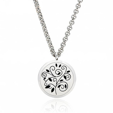 Flowering Plant Stainless Steel Diffuser Necklace 24"
